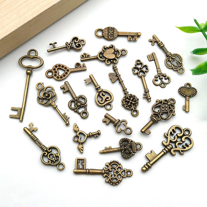 100 Pack Vintage Key Charms for DIY Jewelry Pendant