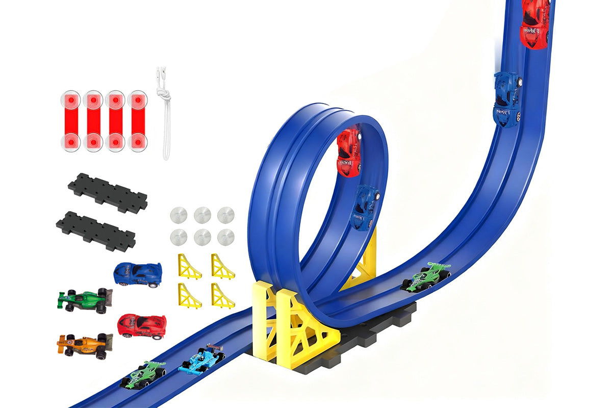 Flexible Race Track Toy Roll-Up Car - Blue