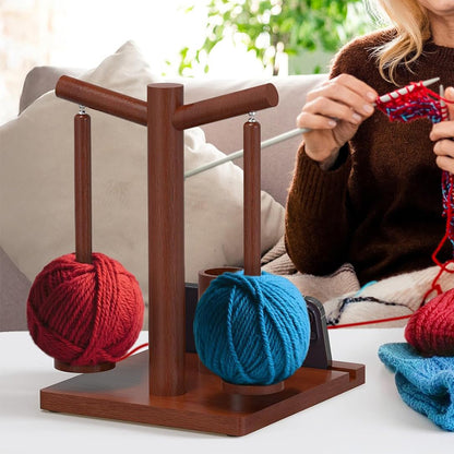 Wooden Yarn Holder for Crocheting and Knitting with Phone stand