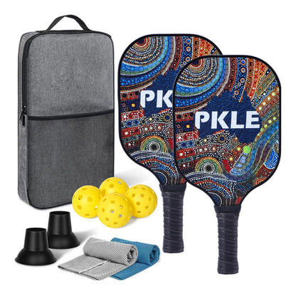 Fiberglass Pickleball Game Set 2 Pcs Pickleball Paddles with 4 Balls Style 3