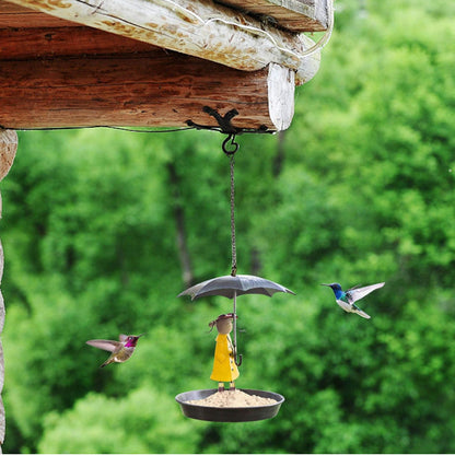 Umbrella Girl Garden Bird Feeder Ornament Hanging Outdoor Decor Home Garden Decor