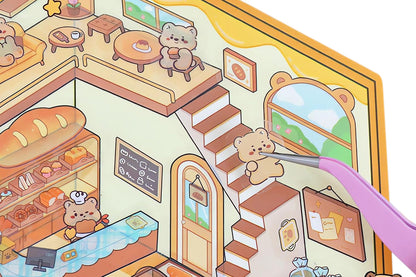 DIY Sticker Kit 3D Miniature Scene Stickers with 20 Cartoon Stickers for Adult Little Ones