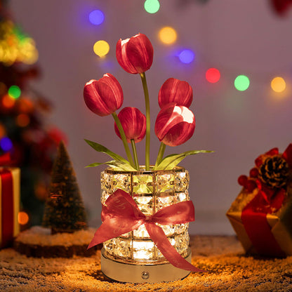 Tulip Flower Lamp Valentine¡¯s Day Gifts 3 Color Dimming Night Light -Red
