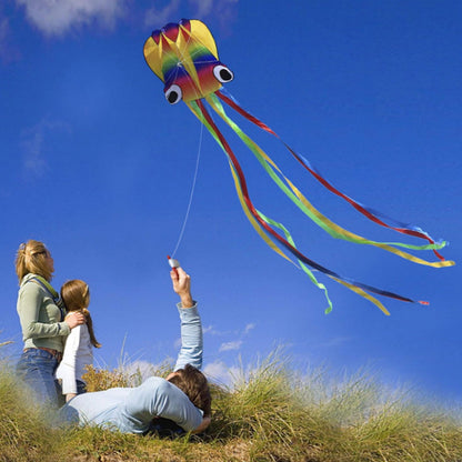 Rainbow Octopus Kite Large Kite with Flying line Easy to Fly Toy for Outdoor Beach Games