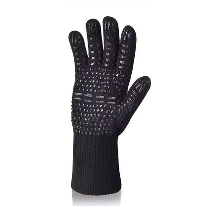 Heat Resistant Oven Gloves Slip Resistant BBQ Gloves - Black
