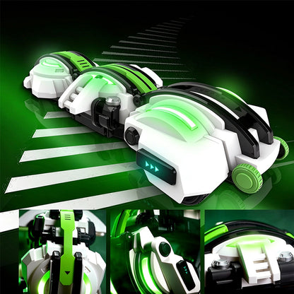 6 Wheel 360 Degree Transforming RC Stunt Car with LED Lights - White
