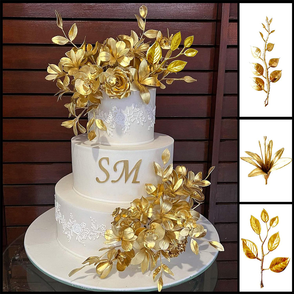 40 Piece Artificial Gold Christmas Leaves in 10 Designs for DIY Crafts