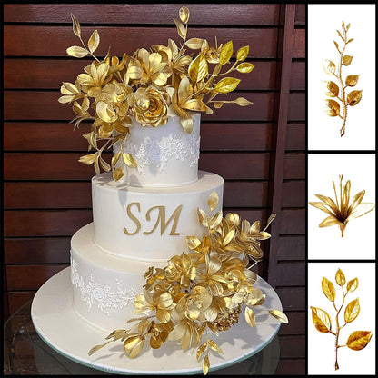 40 Piece Artificial Gold Christmas Leaves in 10 Designs for DIY Crafts