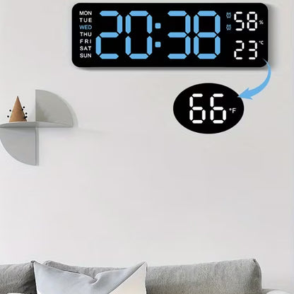 Alarm Clock Dual Alarm Wall Clock with Temperature and Humidity - Blue