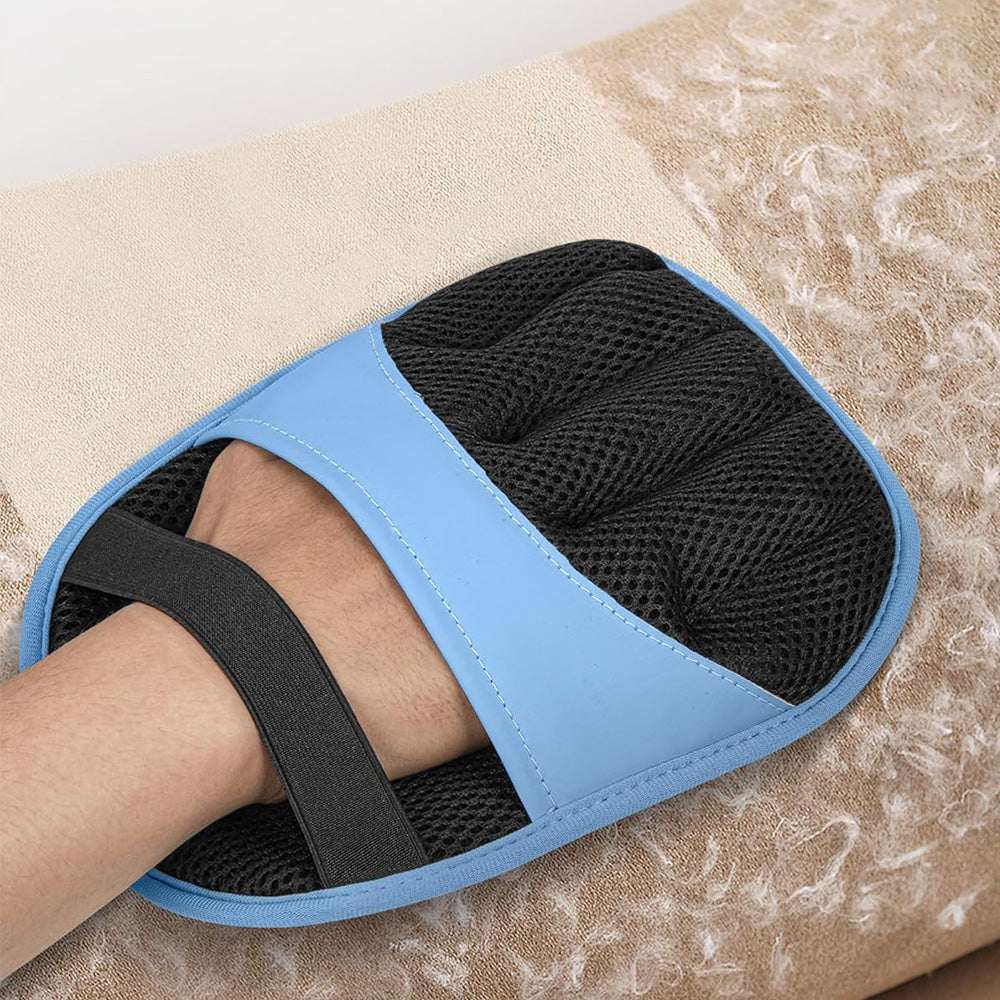 Electrostatic Pet Hair Remover Gloves Reusable Lint Brush for Furniture Car Seats-Blue
