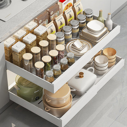 Expandable Pull Out Cabinet Organizer Sliding Drawers for Kitchen Bathroom Cabinet White