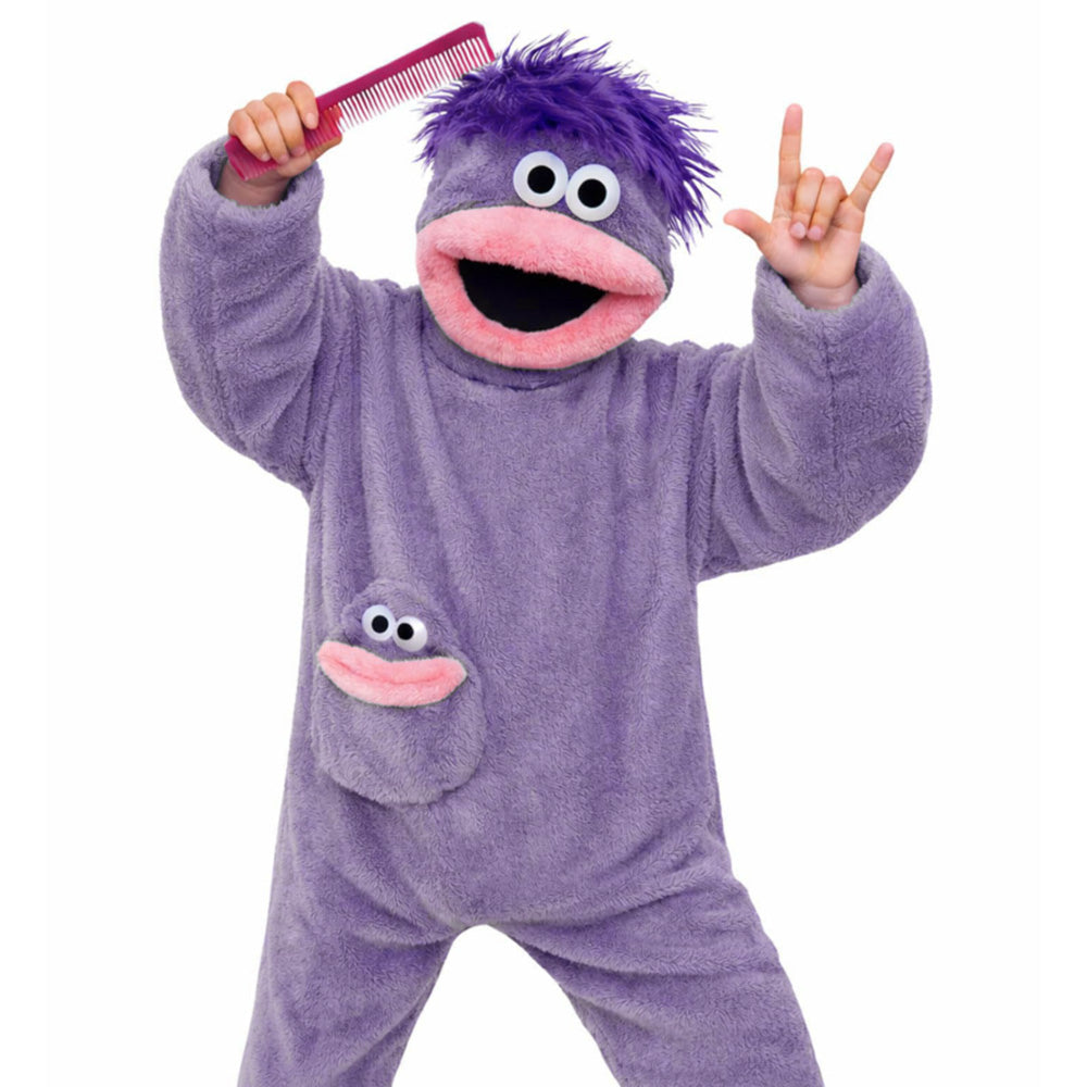 Plush Monster Onesie Pajamas Soft Funny Cartoon Costume Loungewear-Purple