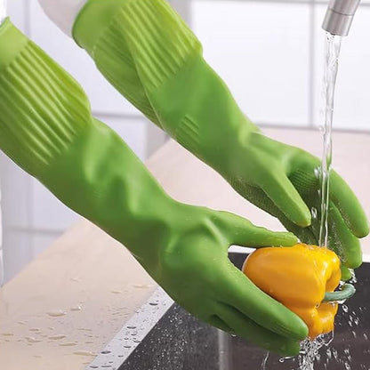 38cm Extra Long Rubber Gloves 3 Pack Heavy Duty Cleaning Gloves for Dishwashing