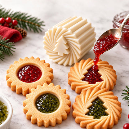 White Cake Double Head Pastry Mold Christmas Tree Cookie Press