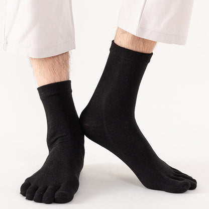 5 Piece Mens Breathable Five Toe Socks - Black