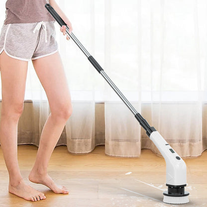 Cordless Electric Spin Scrubber Rechargeable Cleaning Brush with 7 Replaceable Brush Heads White