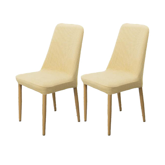2Pcs Stretch Textured Check Dining Chair Covers Removable Chair Seat Protector Slipcovers -Yellow