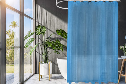 PEVA Shower Curtain Liner with Grommets and Hooks - Blue
