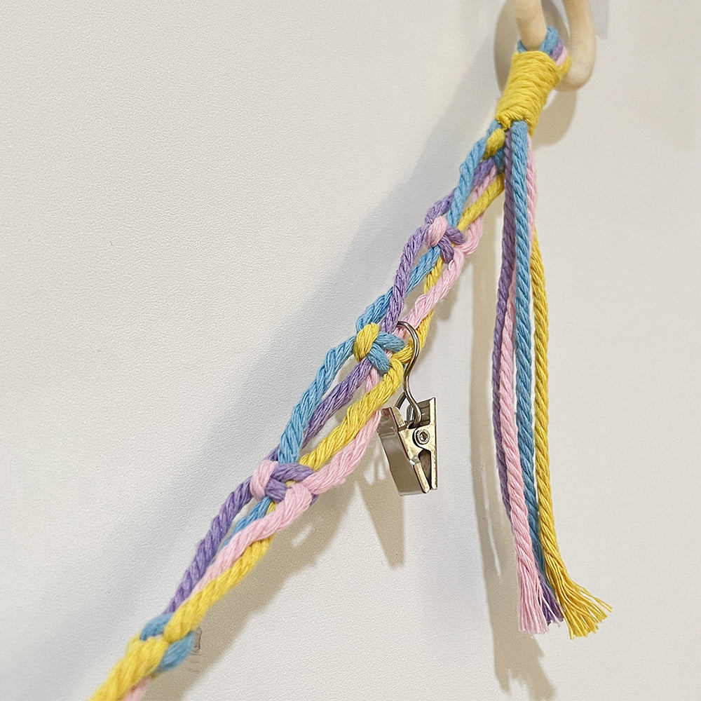 200CM Cotton Rope Hanger with 20 Clips for Photos Plush Toys-Mixed