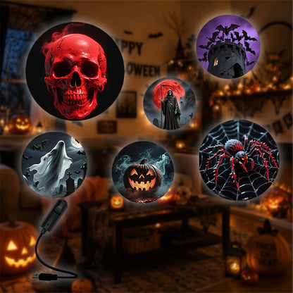 USB Halloween Projector Light with 6 Slides for Game Party