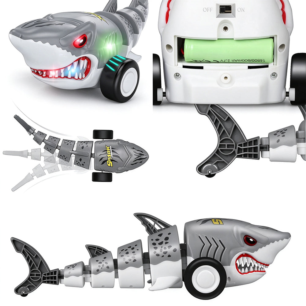 Shark Shaped Off Road RC Car with Colorful Lights and 360 Degree Spin - Grey
