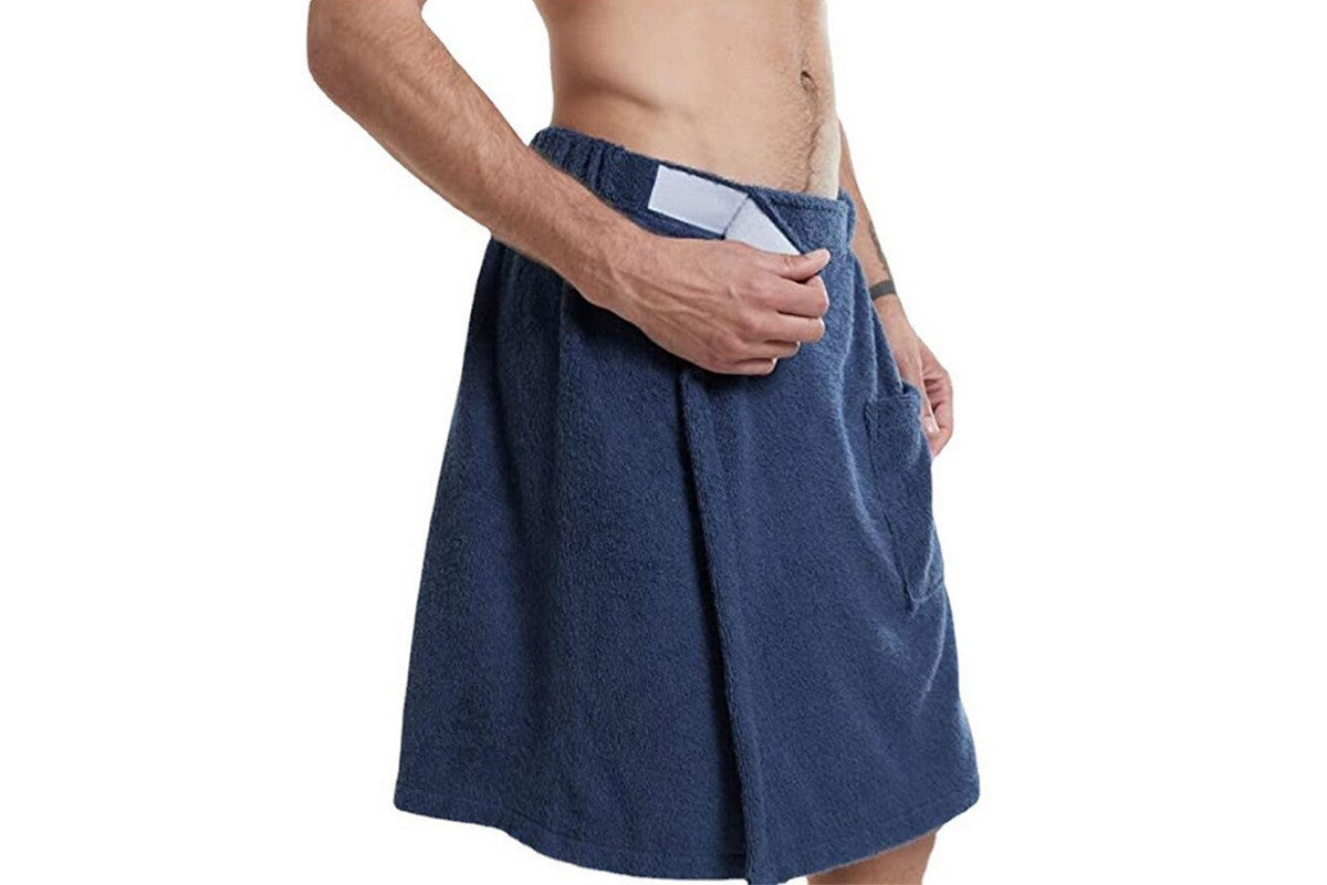 Men's Soft Bathrobe Beach Towel-Navy blue