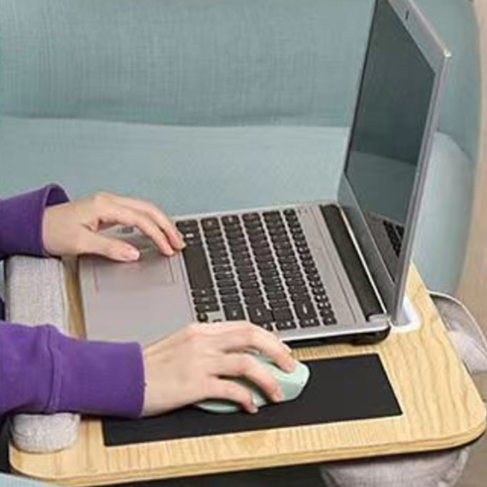 Laptop Desk with Built in Mouse Pad Wrist Pad Laptop Stand with Tablet/Phone Holder Brown