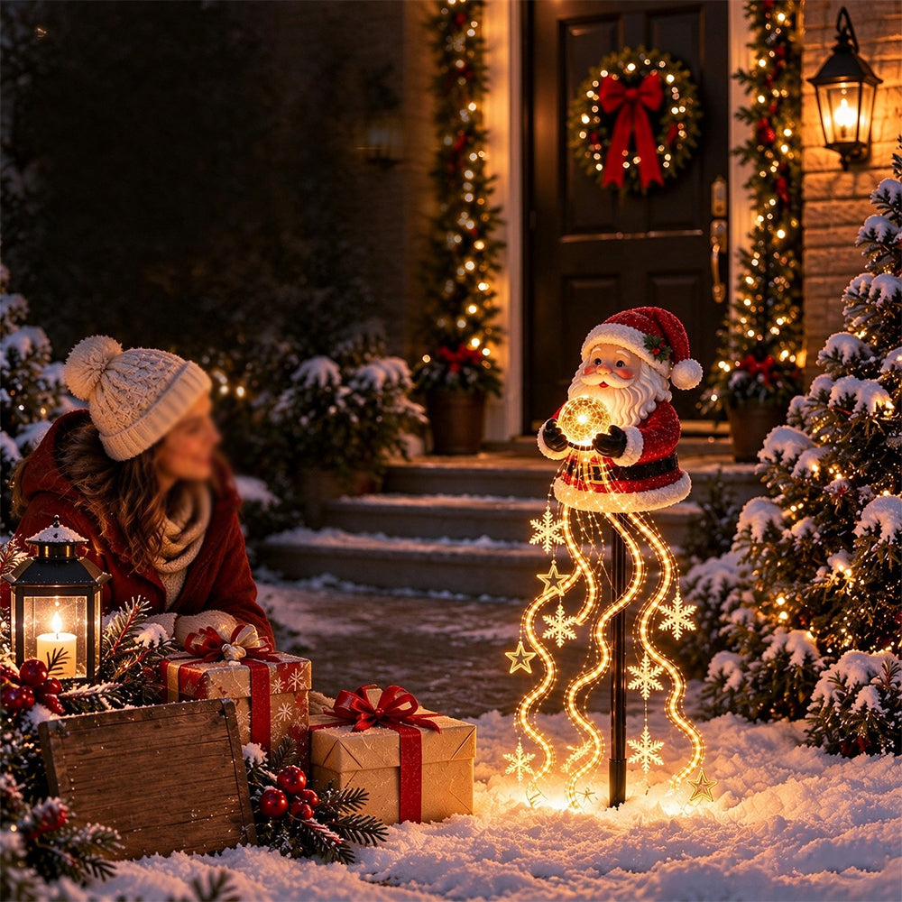Solar Santa Stake Solar Light Warm LED Garden Decoration Light