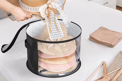 Oversized Hat Storage Bag Wide Brims Hat Case for Women Closet-Black