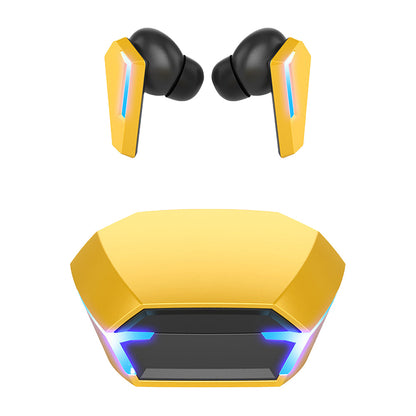 Wireless Bluetooth Gaming Earphones In-Ear Headsets with Breathing Light Yellow