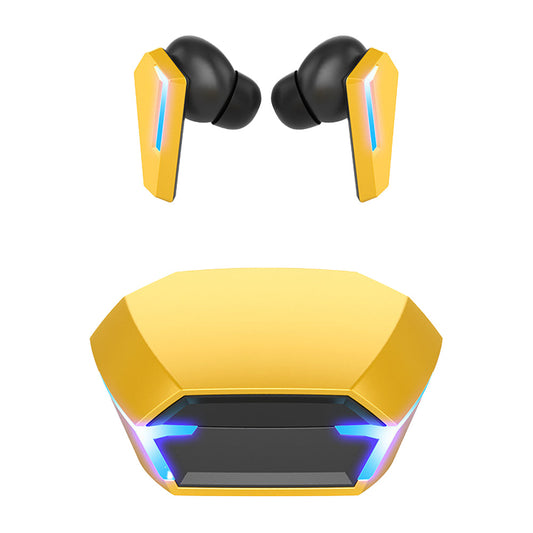 Wireless Bluetooth Gaming Earphones In-Ear Headsets with Breathing Light Yellow