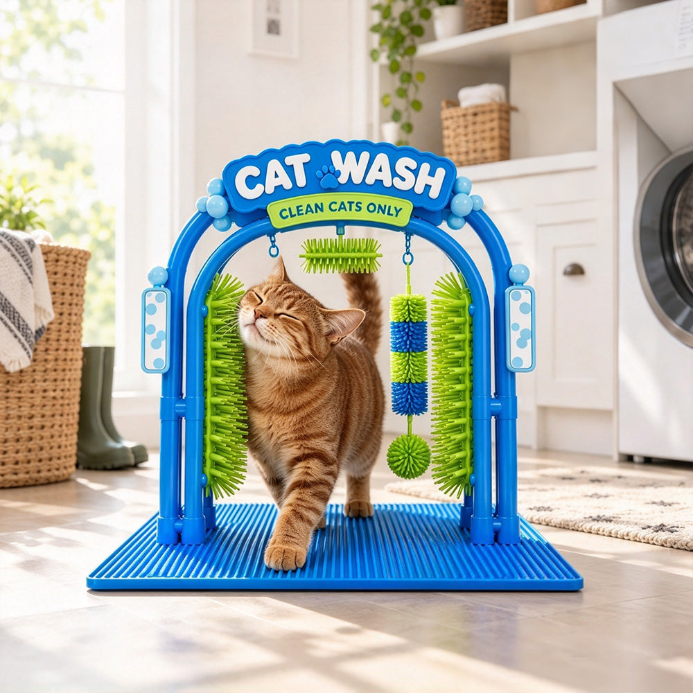 Cat Grooming Arch Station Kit for Self Brushing and Play