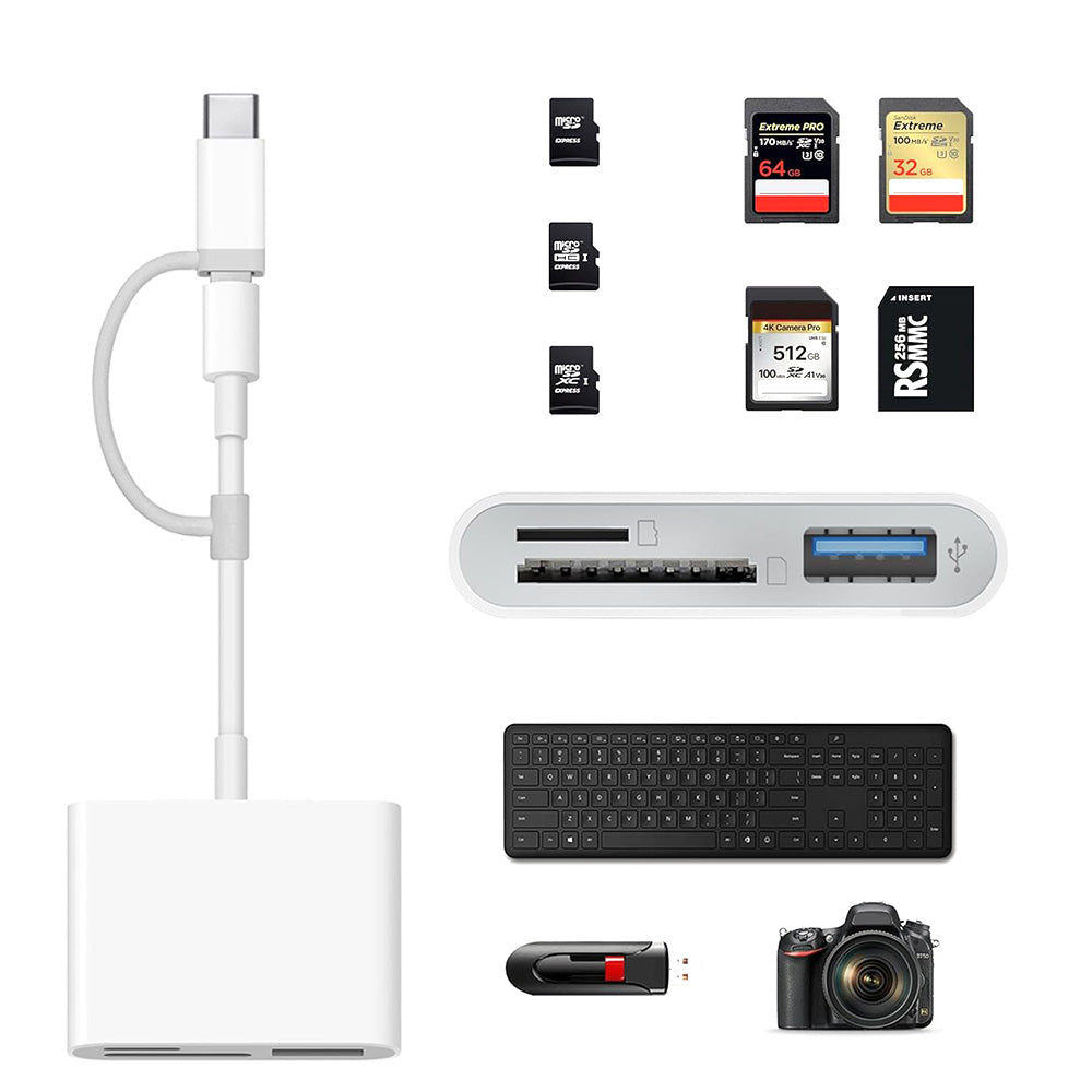 SD TF Card Reader Memory Card Reader with USB Camera Adapter Plug and Play Adapter for Android Type-C Phone