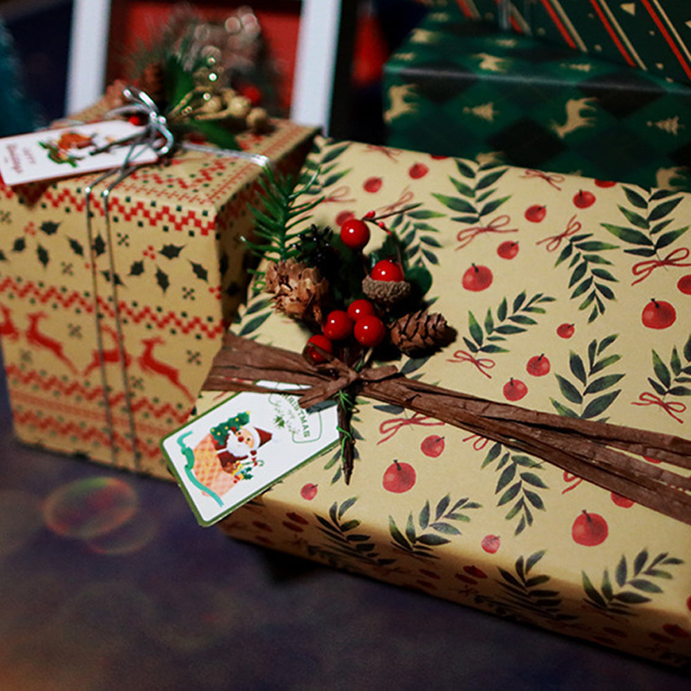 6 Sheet Christmas Gift Wrapping Paper Set Retro Christmas Wrapping Paper