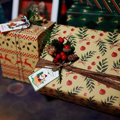 6 Sheet Christmas Gift Wrapping Paper Set Retro Christmas Wrapping Paper