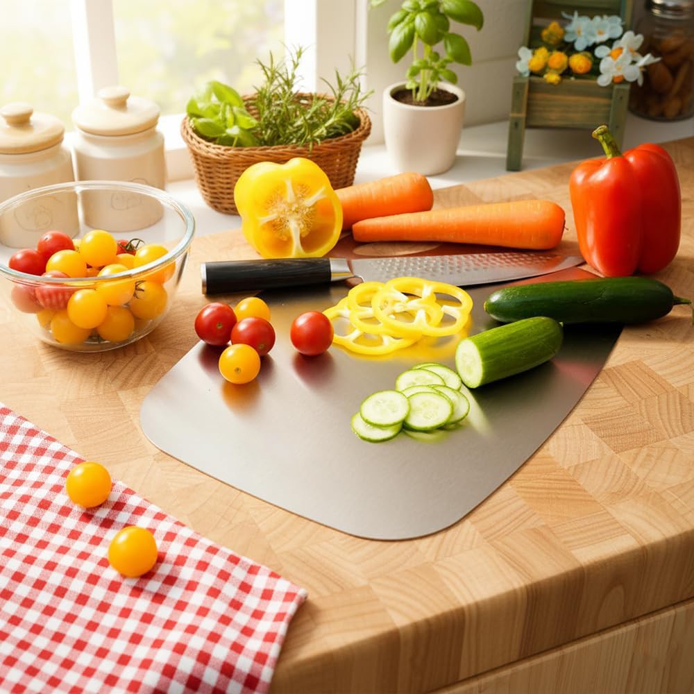3Pcs Stainless Steel Cutting Board Double Sided Chopping Board for Meat Vegetables