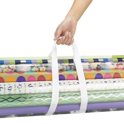 80x22cm Clear PVC Holiday Wrapping Paper Storage Bag with Zipper - White
