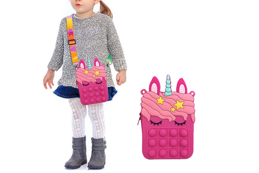 Unicorn Pop Purse for Girl Pop Bag with Unicorn Pop Toy-Red