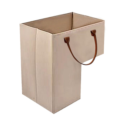 Stair Step Basket with Handle Foldable Storage Bag Beige