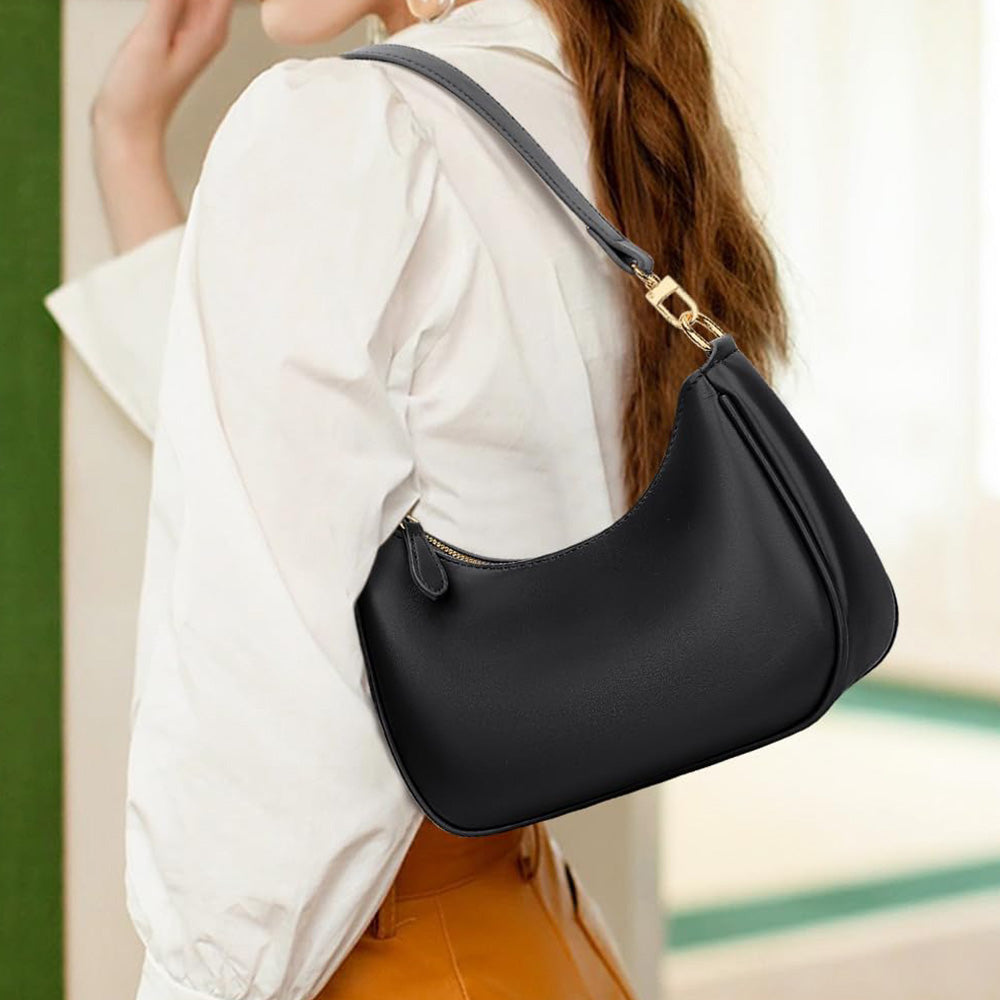 Shoulder Bag with Chain and Strap Design ¨C Underarm Purse Handbag for Women Black