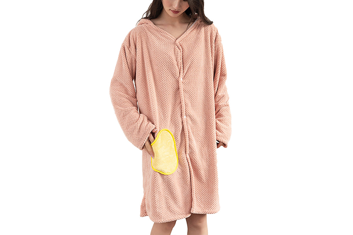 Absorbent Wearable Hooded Surf Poncho Quick-Dry Blanket Towels For Swiming Surfing Aquatics-Pink