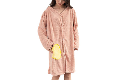 Absorbent Wearable Hooded Surf Poncho Quick-Dry Blanket Towels For Swiming Surfing Aquatics-Pink