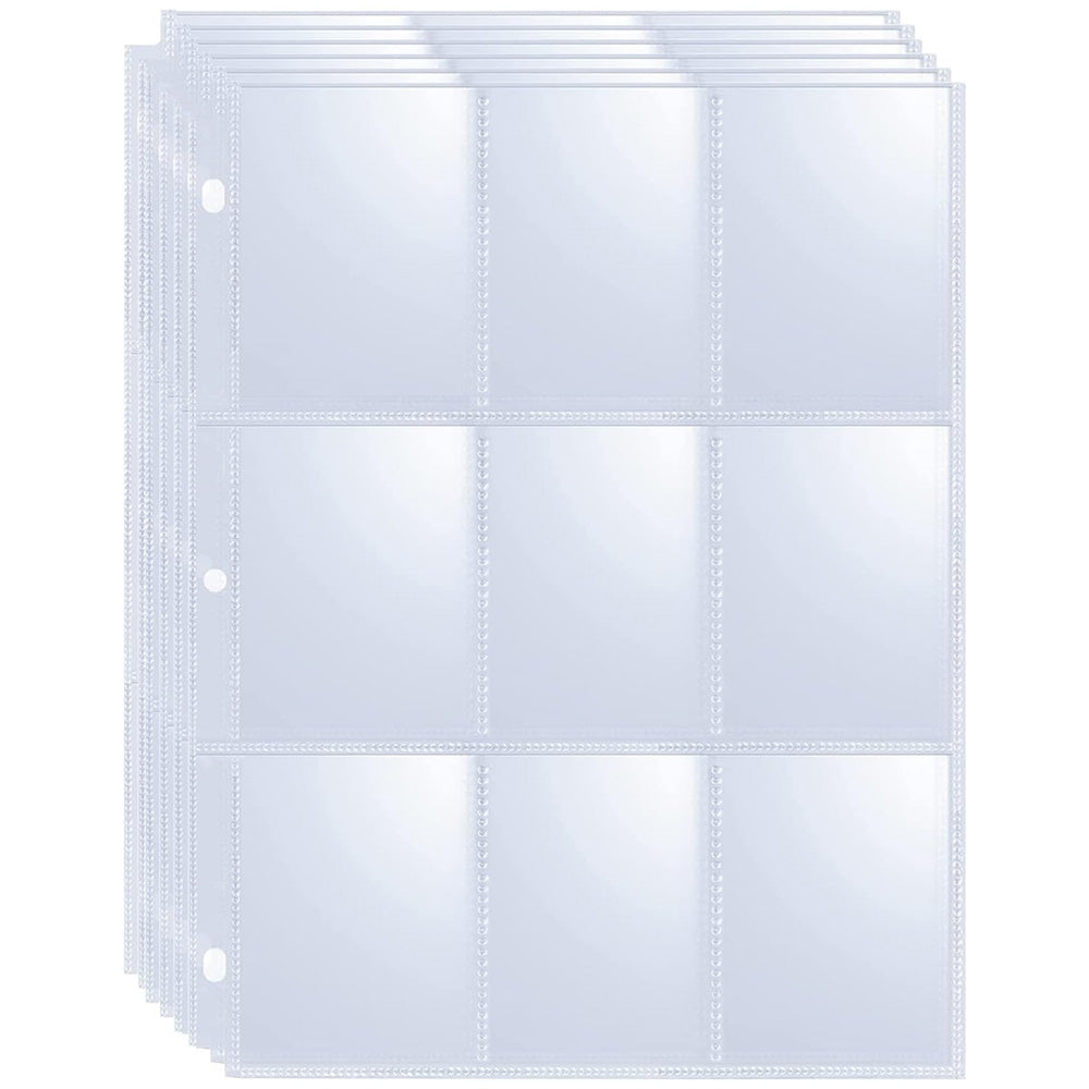 50Pcs 9 Grids Album Baseball Holder Sheets Double Side for Card Sleeves Photos