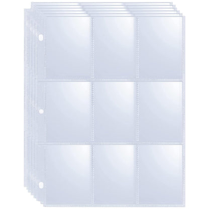 50Pcs 9 Grids Album Baseball Holder Sheets Double Side for Card Sleeves Photos