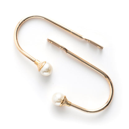 2Piece U Shape Pearl Curtain Holdback Hooks with Screws-Gold