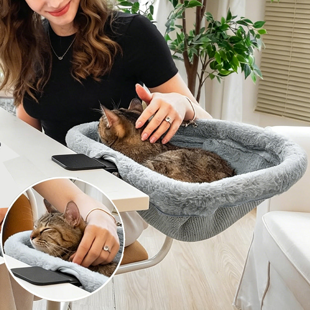 Cat Desk Bed Foldable Semi-Circular Cat Bed for Home Office Workspace