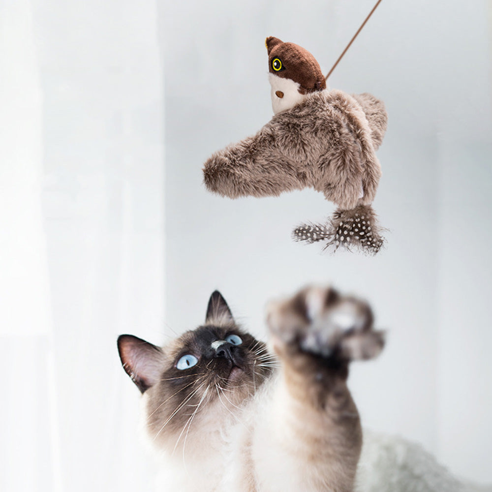 Interactive Cat Toy With Chirping Bird Electronic Flying Bird Shaped Cat Toy