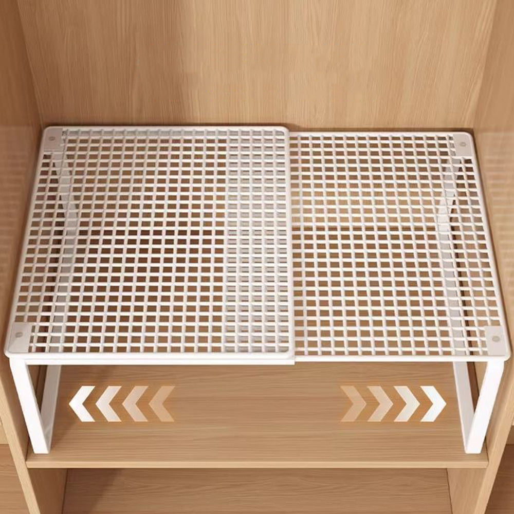 Expandable Carbon Steel Closet Shelf and Adjustable Storage Rack - White