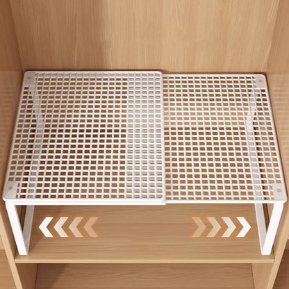 Expandable Carbon Steel Closet Shelf and Adjustable Storage Rack - White