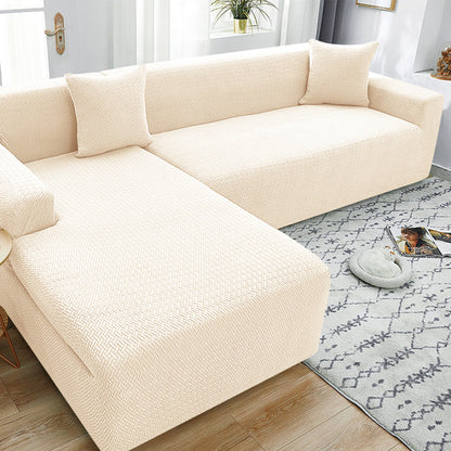 Elastic Full-Cover T-Shaped Jacquard Universal Sofa Slipcover for 1-4 Seater-Yellow